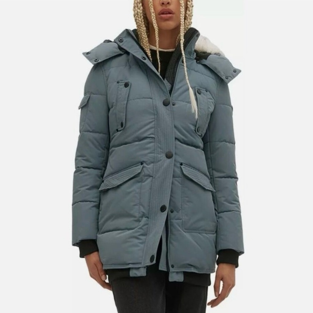 New NOIZE Astrid Parka Slate Blue Winter Coat Jacket Size XS